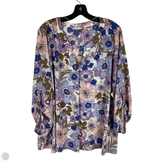 Top Long Sleeve By Clothes Mentor In Floral Print, Size: 1x