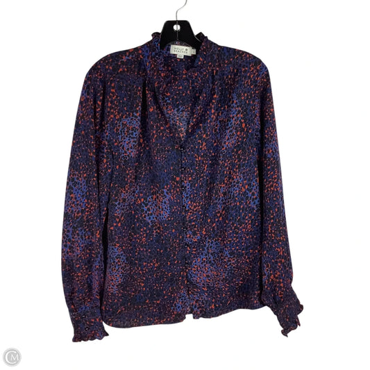 Top Long Sleeve By Molly Bracken In Blue & Red, Size: L