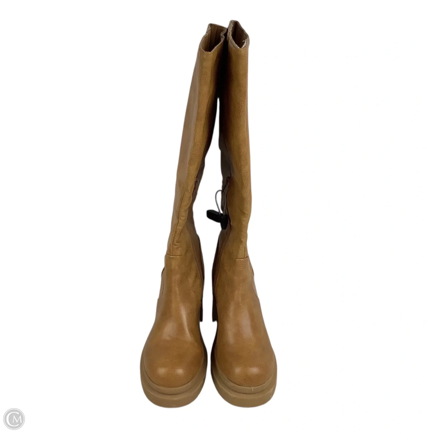 Boots Knee Heels By Sugar In Tan, Size: 7