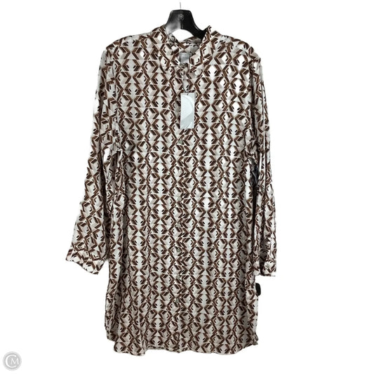 Dress Casual Midi By Chicos In Brown & Cream, Size: Xl (16)