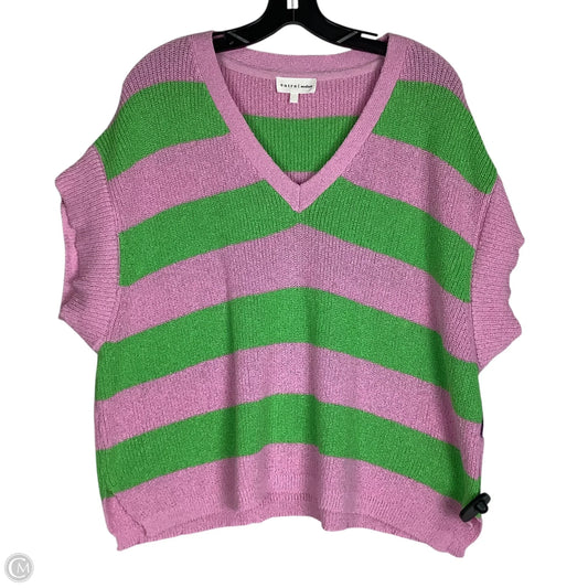 Sweater Short Sleeve By Entro In Green & Pink, Size: M