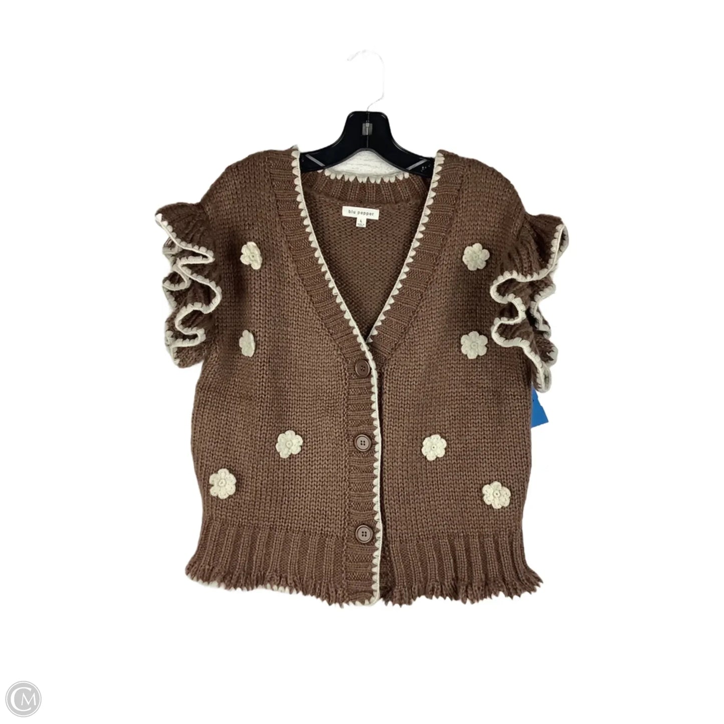 Vest Sweater By Blu Pepper In Brown, Size: L
