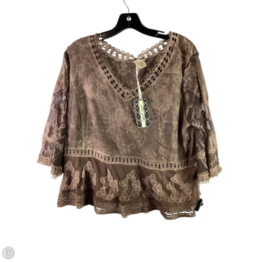 Top Short Sleeve By Ultra Pink In Brown, Size: L