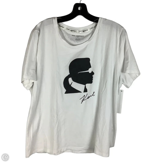 Top Short Sleeve Designer By Karl Lagerfeld In White, Size: Xl