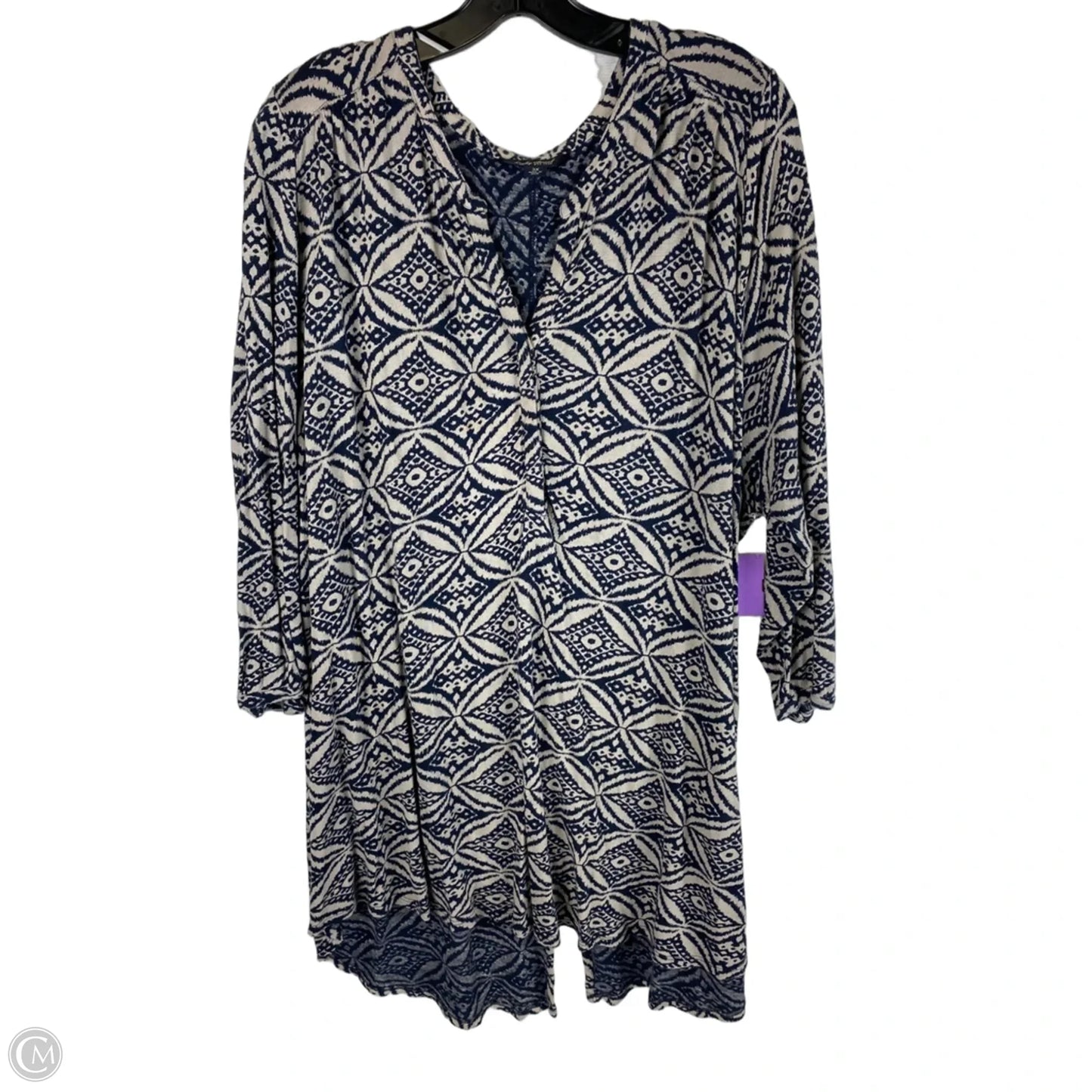 Top Long Sleeve By Lucky Brand In Blue & Cream, Size: 3x