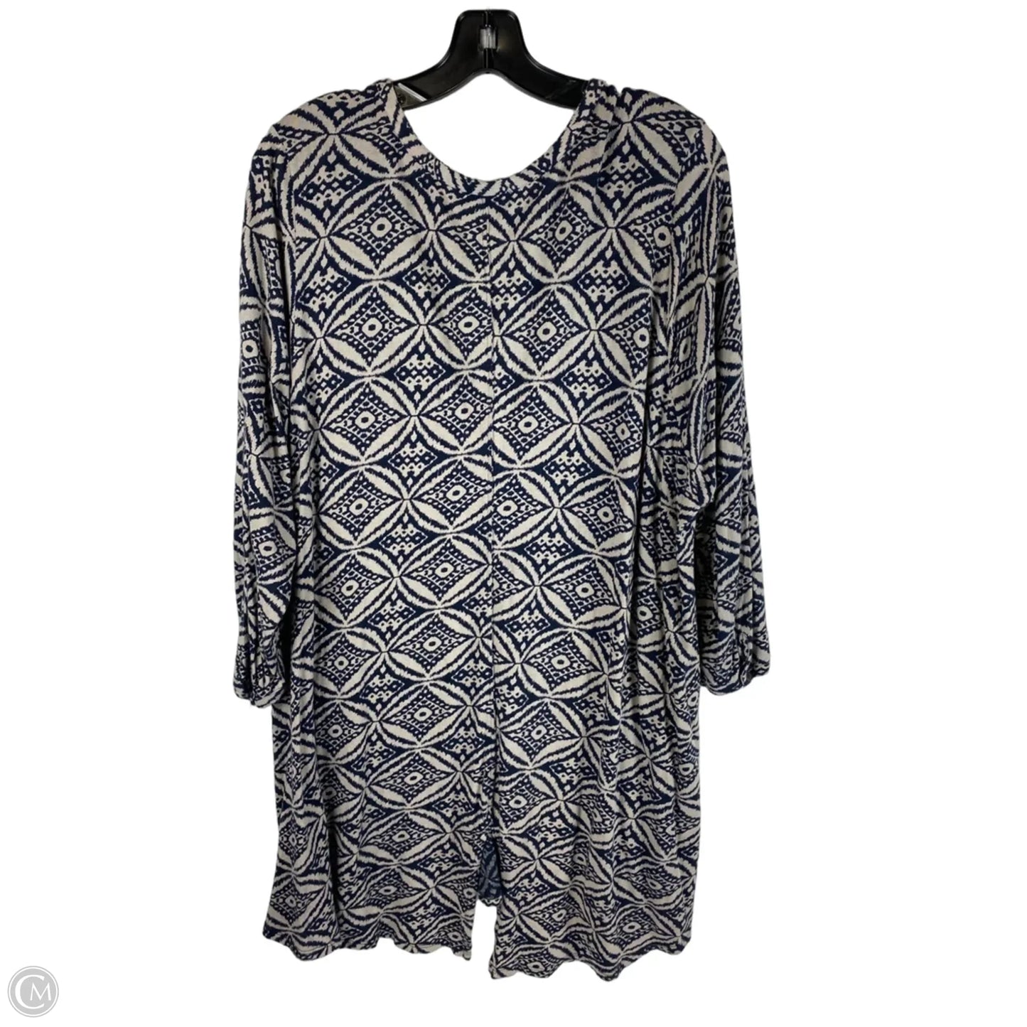 Top Long Sleeve By Lucky Brand In Blue & Cream, Size: 3x