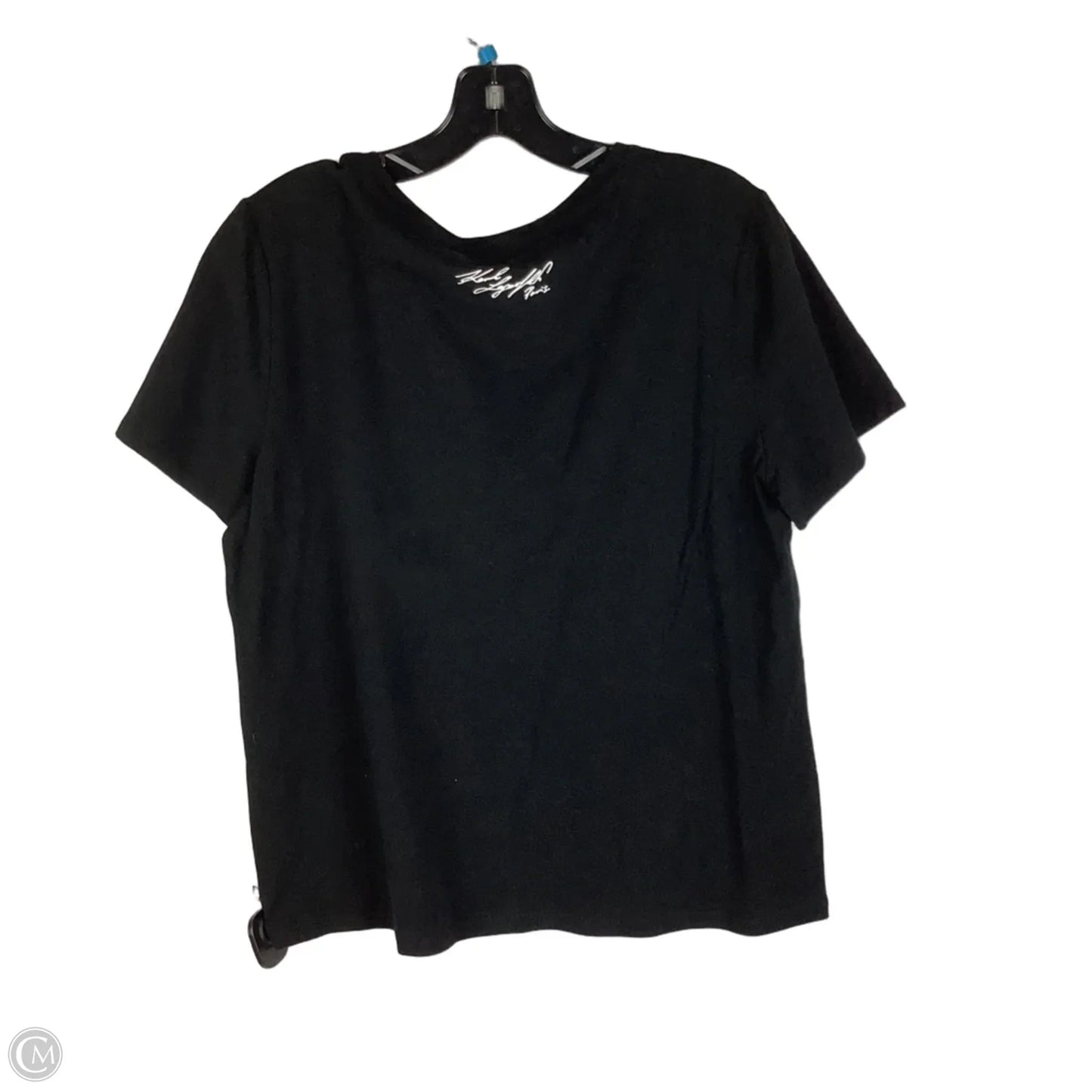 Top Short Sleeve Designer By Karl Lagerfeld In Black, Size: L