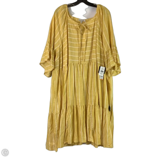 Dress Casual Midi By Robbie Bee In Yellow, Size: 3x (24w)