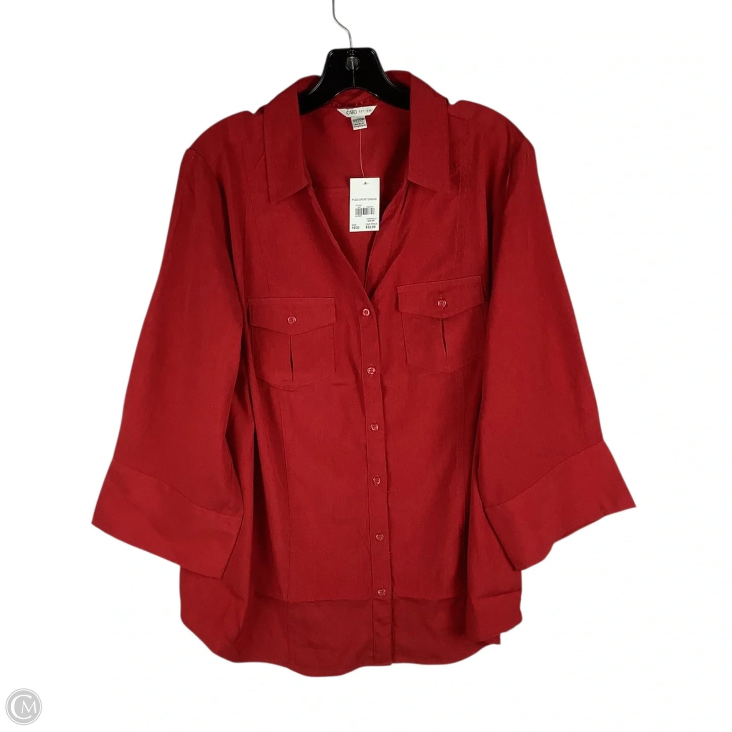 Top Long Sleeve By Cato In Red, Size: 1x (18/20)