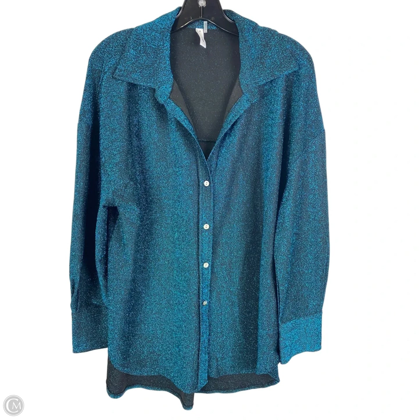 Top Long Sleeve By Glam In Blue, Size: M