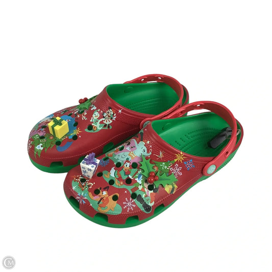 Shoes Flats By Crocs In Green & Red, Size: 11