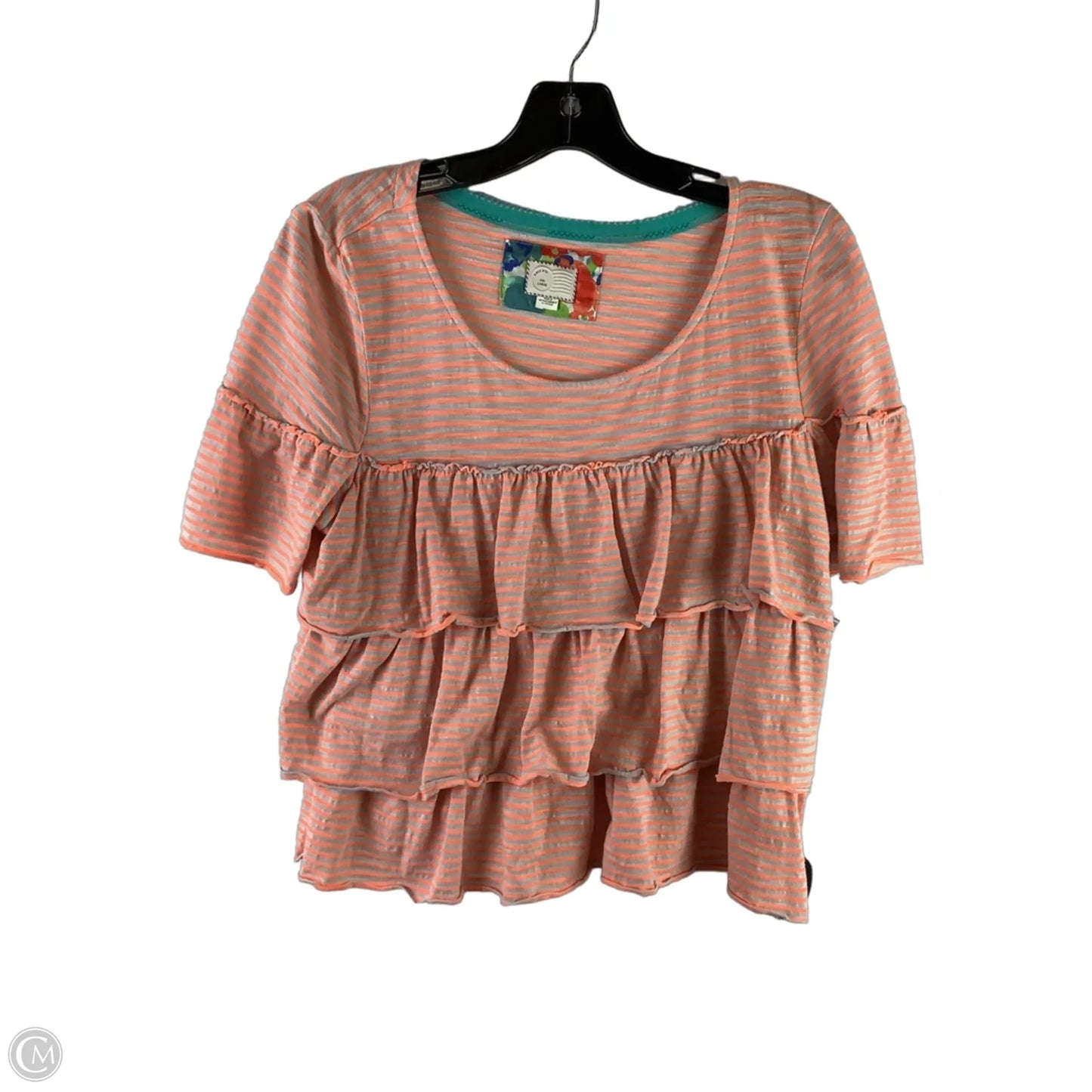 Top Short Sleeve By Anthropologie In Orange, Size: L