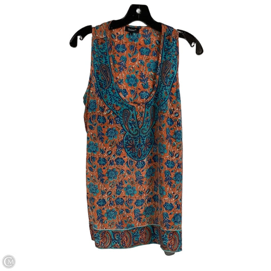 Top Sleeveless By Tolani In Blue & Orange, Size: L 100% Silk