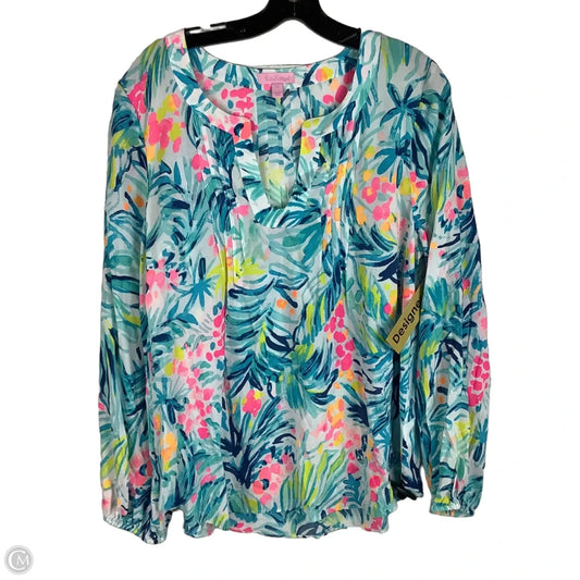 Top Long Sleeve Designer By Lilly Pulitzer In Aqua, Size: L