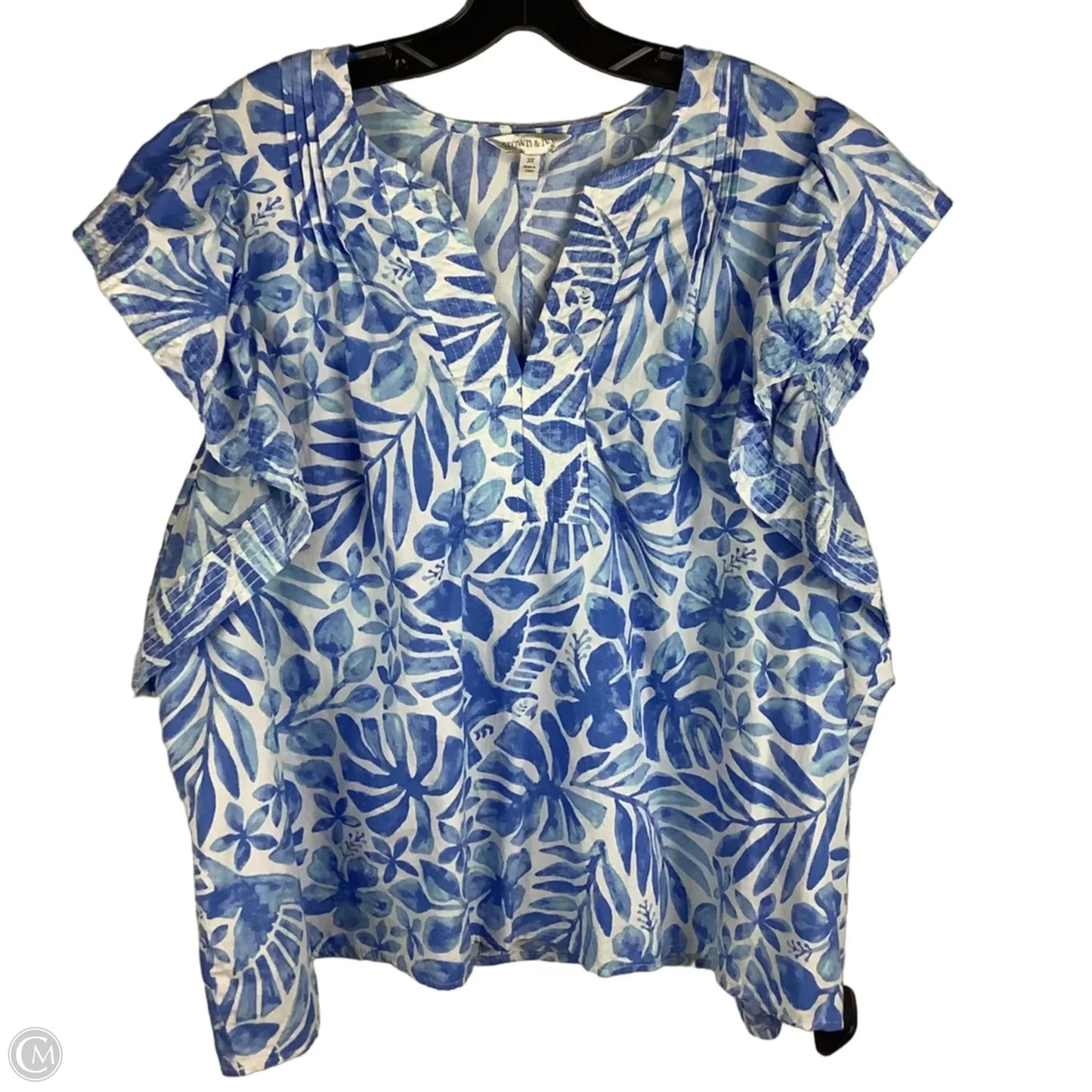 Top Short Sleeve By Crown And Ivy In Blue, Size: 3x
