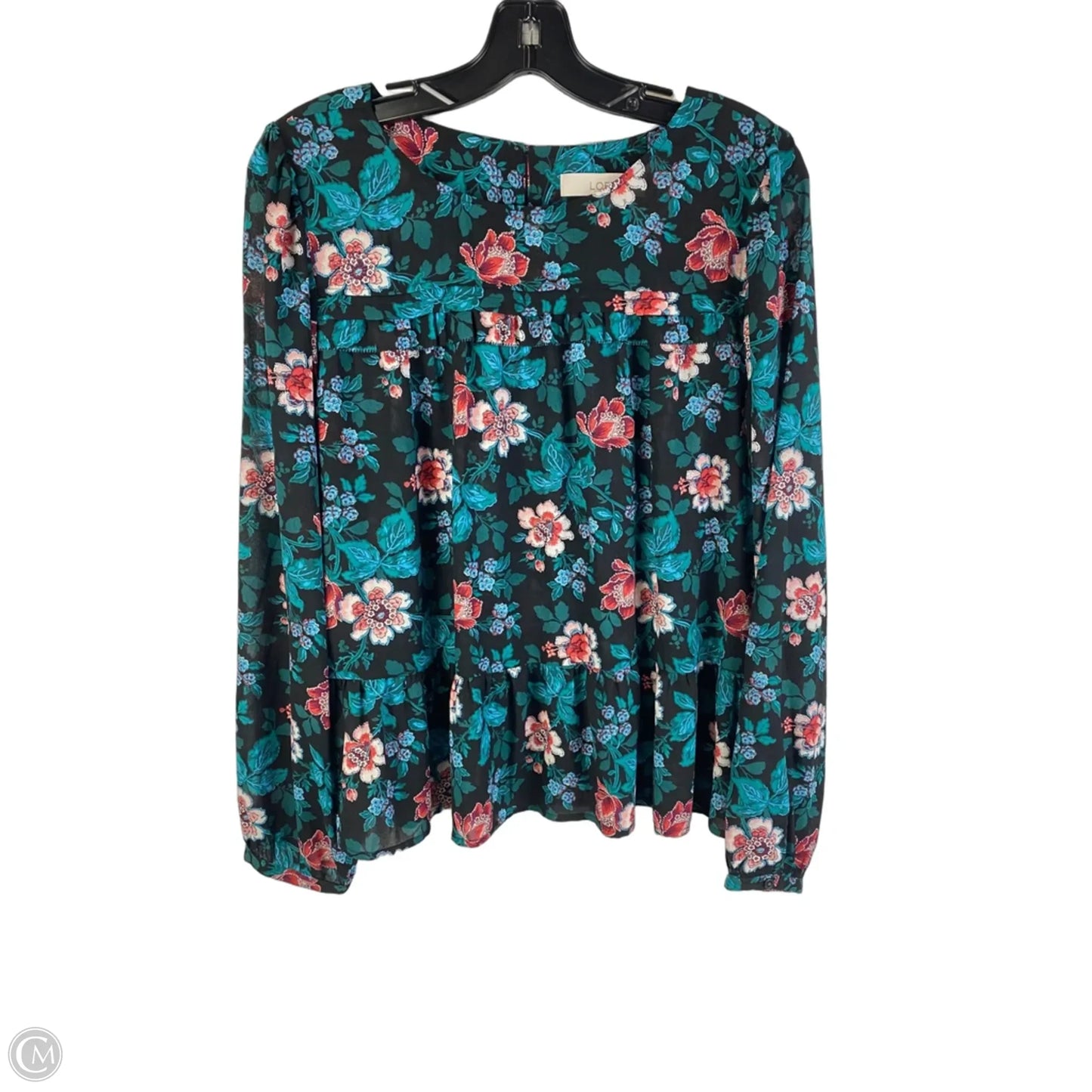 Top Long Sleeve By Loft In Floral Print, Size: L