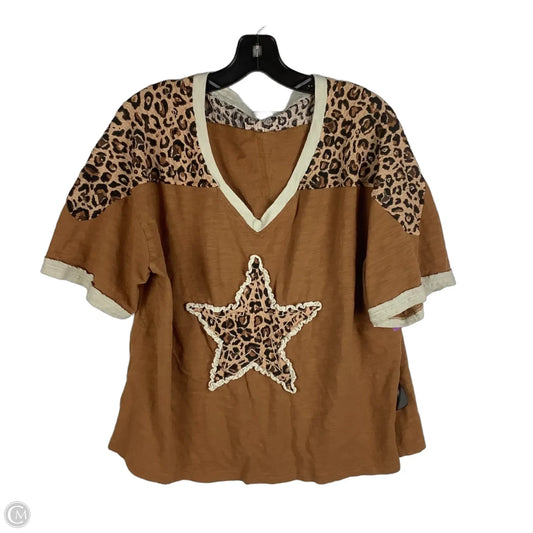Top Short Sleeve By Shein In Brown, Size: L