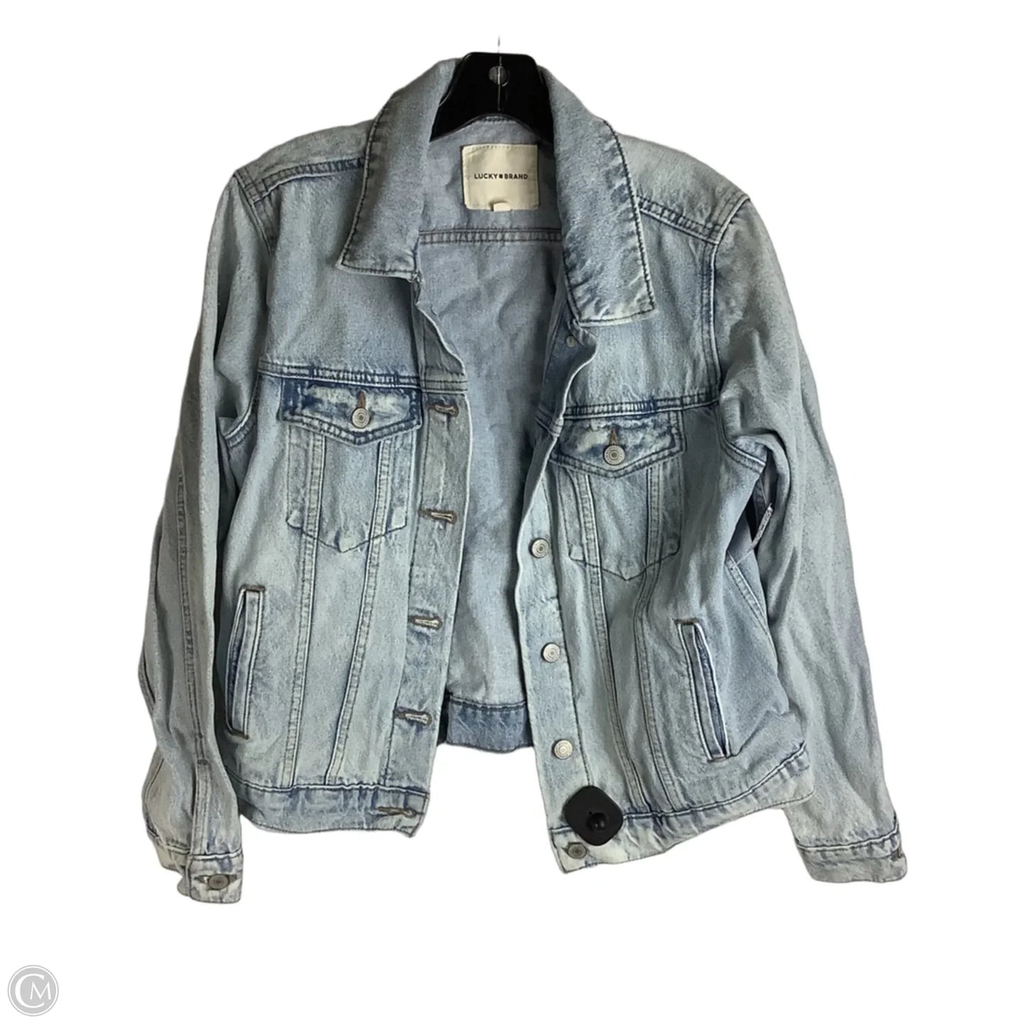 Jacket Denim By Lucky Brand In Blue Denim, Size: L