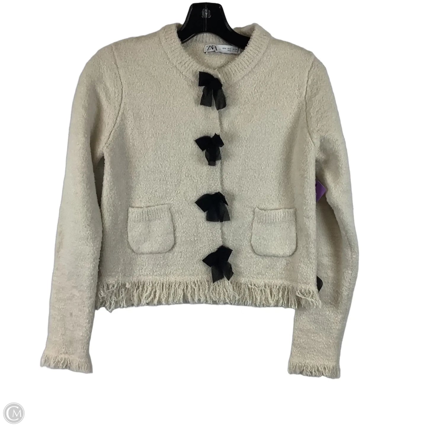 Sweater Cardigan By Zara In Cream, Size: S