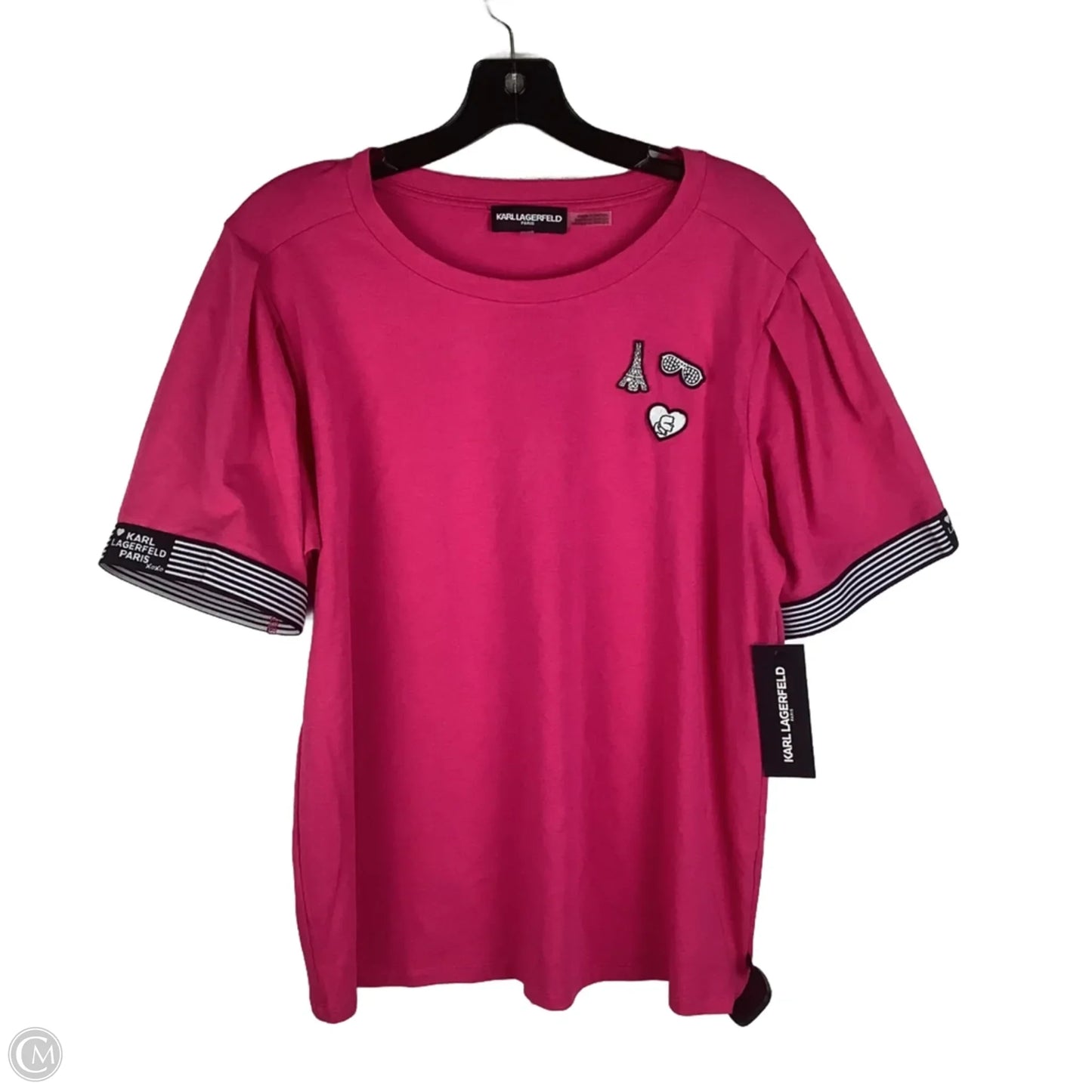 Top Short Sleeve Designer By Karl Lagerfeld In Pink, Size: L