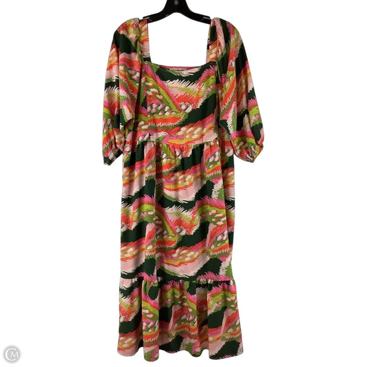 Dress Casual Maxi By Michelle Mcdowell In Green & Pink, Size: L