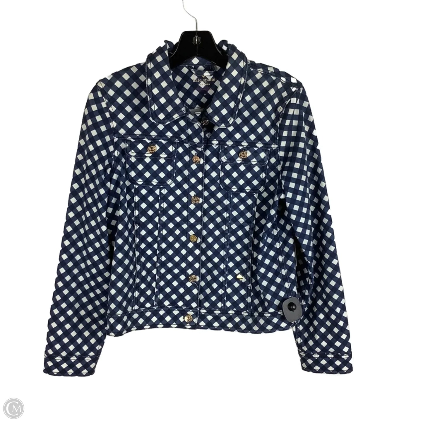 Jacket Designer By Kate Spade In Blue Denim, Size: M
