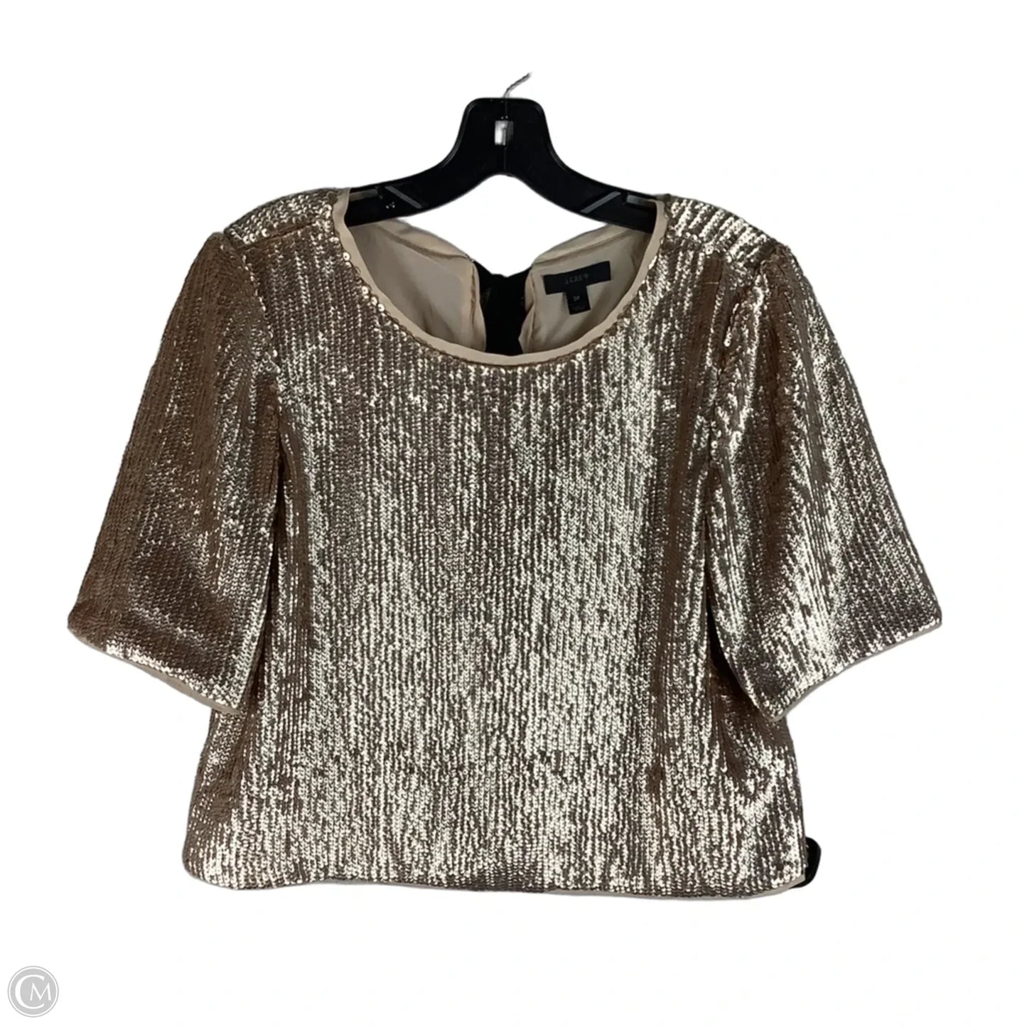 Top Short Sleeve By J. Crew In Gold, Size: 2 Petite