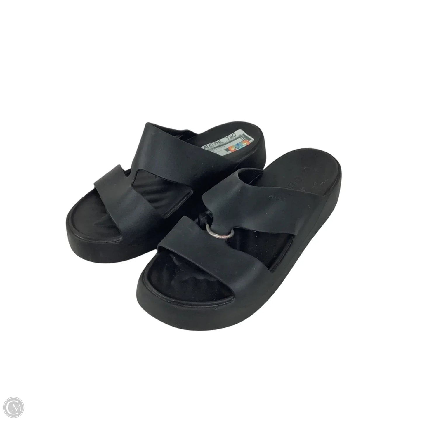 Sandals Flats By Crocs In Black, Size: 7