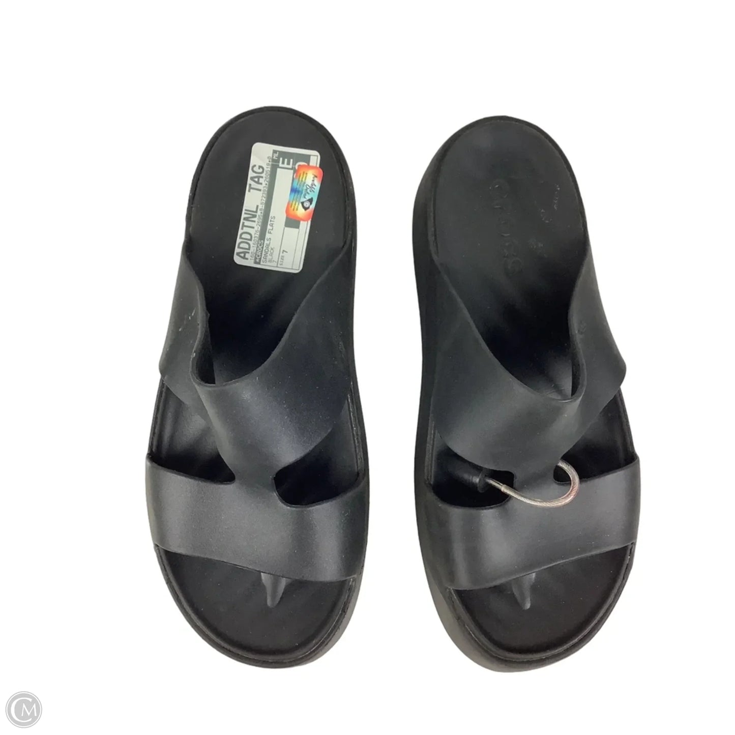 Sandals Flats By Crocs In Black, Size: 7