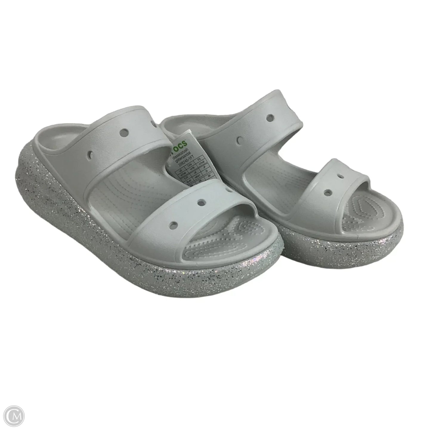 Sandals Flats By Crocs In Silver, Size: 9