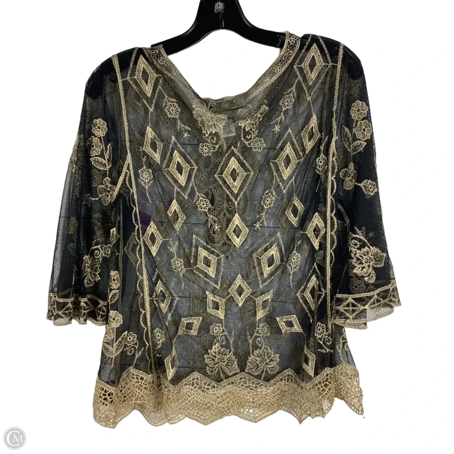 Top Short Sleeve By Ultra Pink In Gold, Size: L