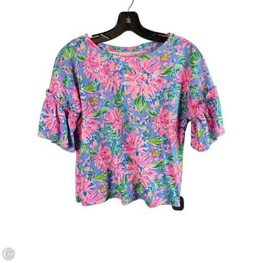 Top Short Sleeve Designer By Lilly Pulitzer In Black & Pink, Size: Xs