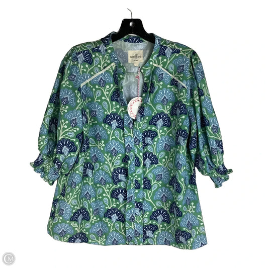 Top 3/4 Sleeve By Umgee In Blue & Green, Size: L