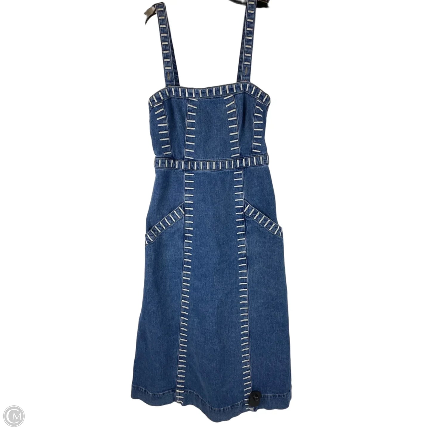Dress Casual Midi By Cmc In Blue Denim, Size: 4