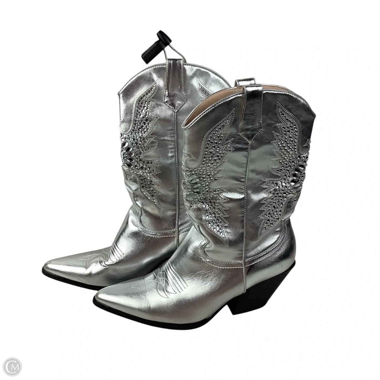 Boots Ankle Heels By Fashion Nova In Silver, Size: 7