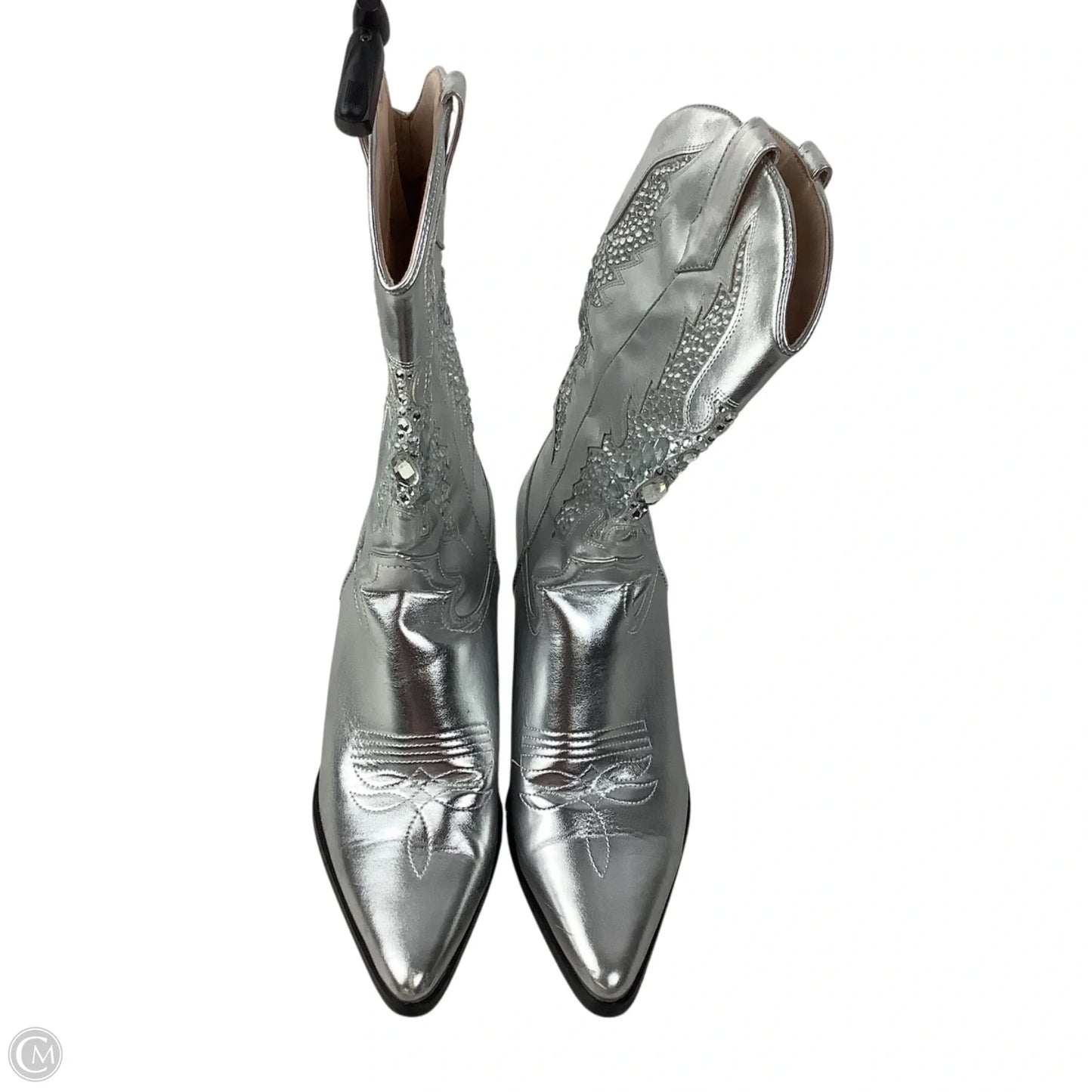 Boots Ankle Heels By Fashion Nova In Silver, Size: 7