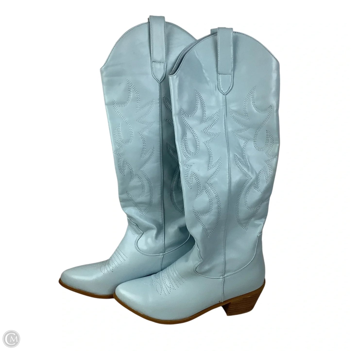 Boots Mid-calf Heels By Clothes Mentor In Blue, Size: 9