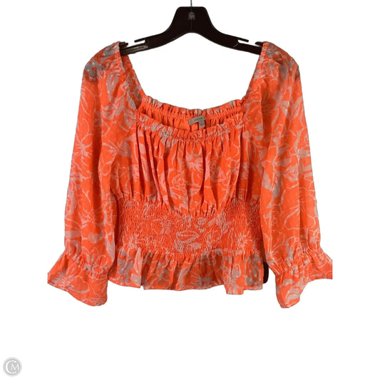 Top 3/4 Sleeve By Skies Are Blue In Orange & White, Size: S