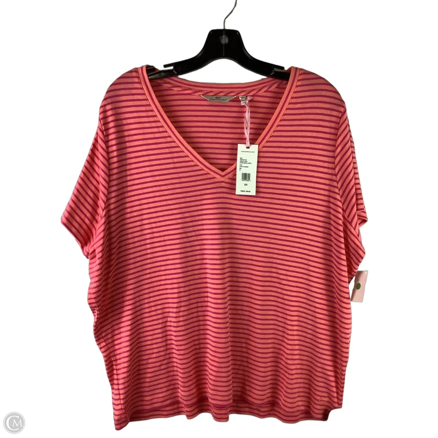Top Short Sleeve By Vineyard Vines In Striped Pattern, Size: 2x