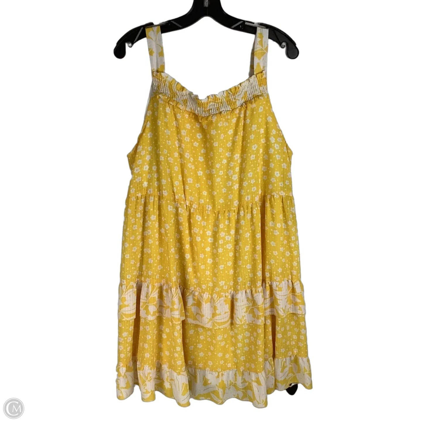 Dress Casual Short By Cato In White & Yellow, Size: Xl