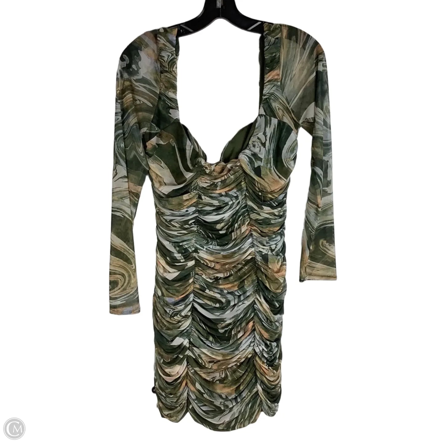 Dress Party Short By Zara In Cream & Green, Size: L