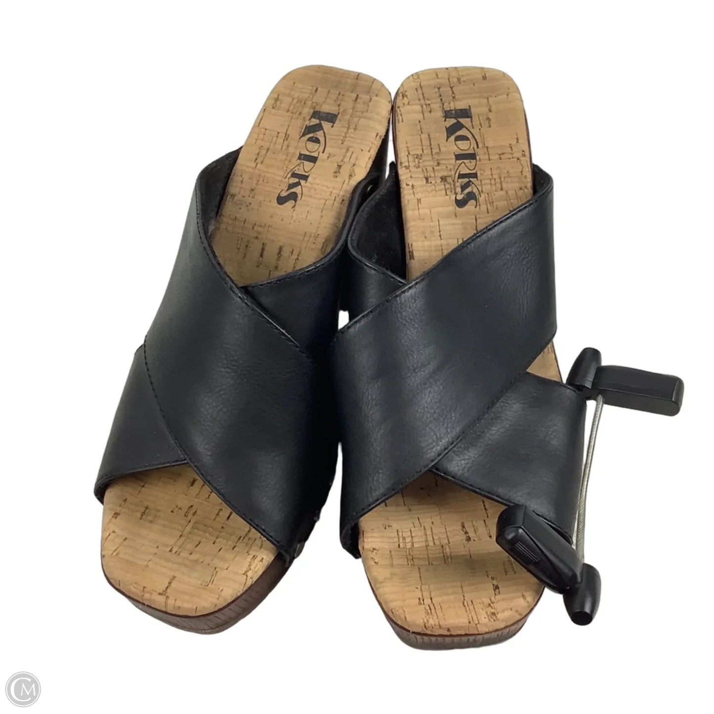Sandals Heels Block By Korks In Black & Brown, Size: 8