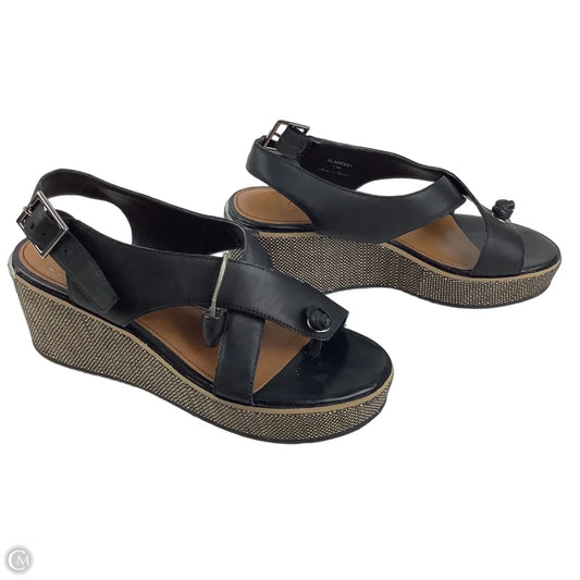 Sandals Heels Wedge By Donald Pliner In Black & Tan, Size: 7.5