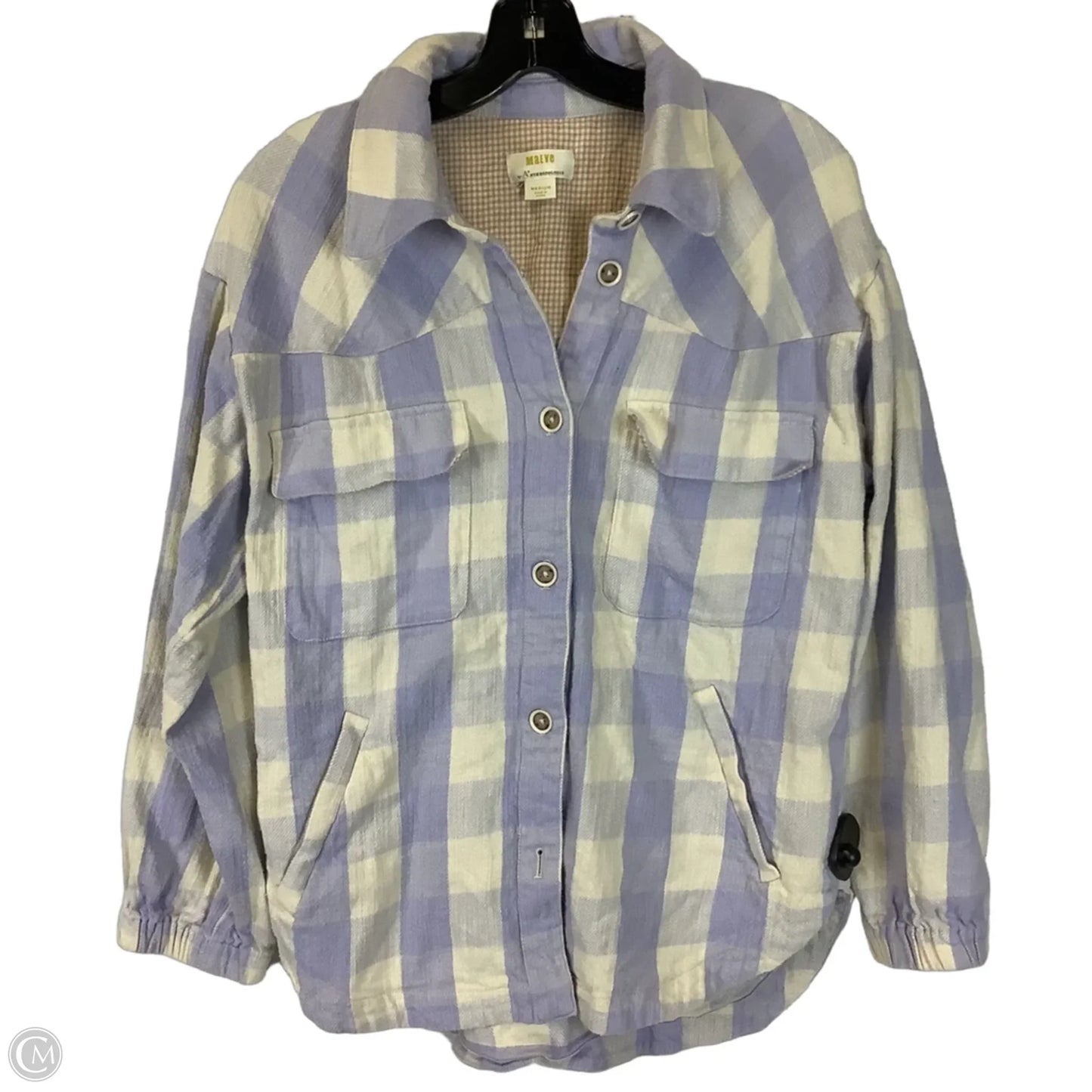 Top Long Sleeve By Maeve In Purple & White, Size: M