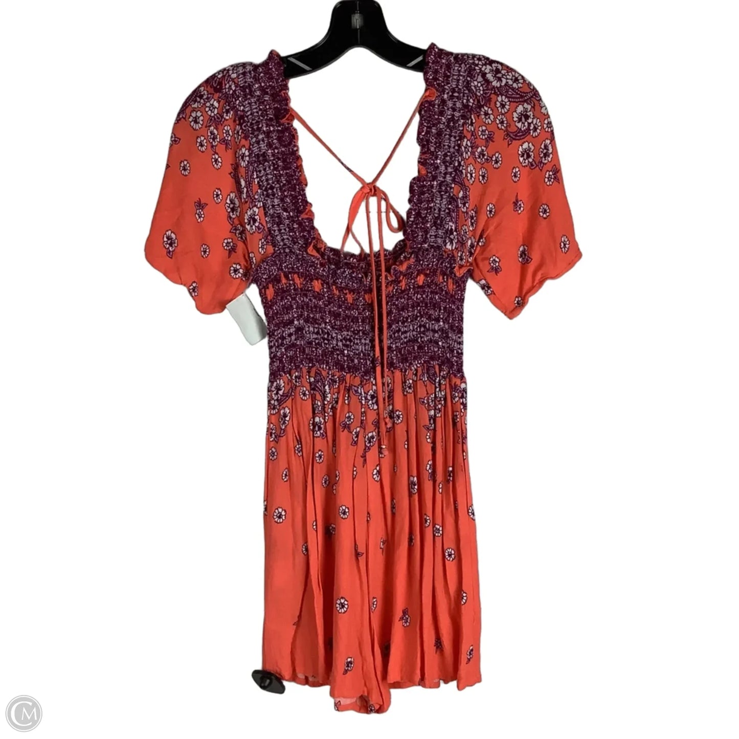 Romper Casual Short By Free People In Orange & Purple, Size: S