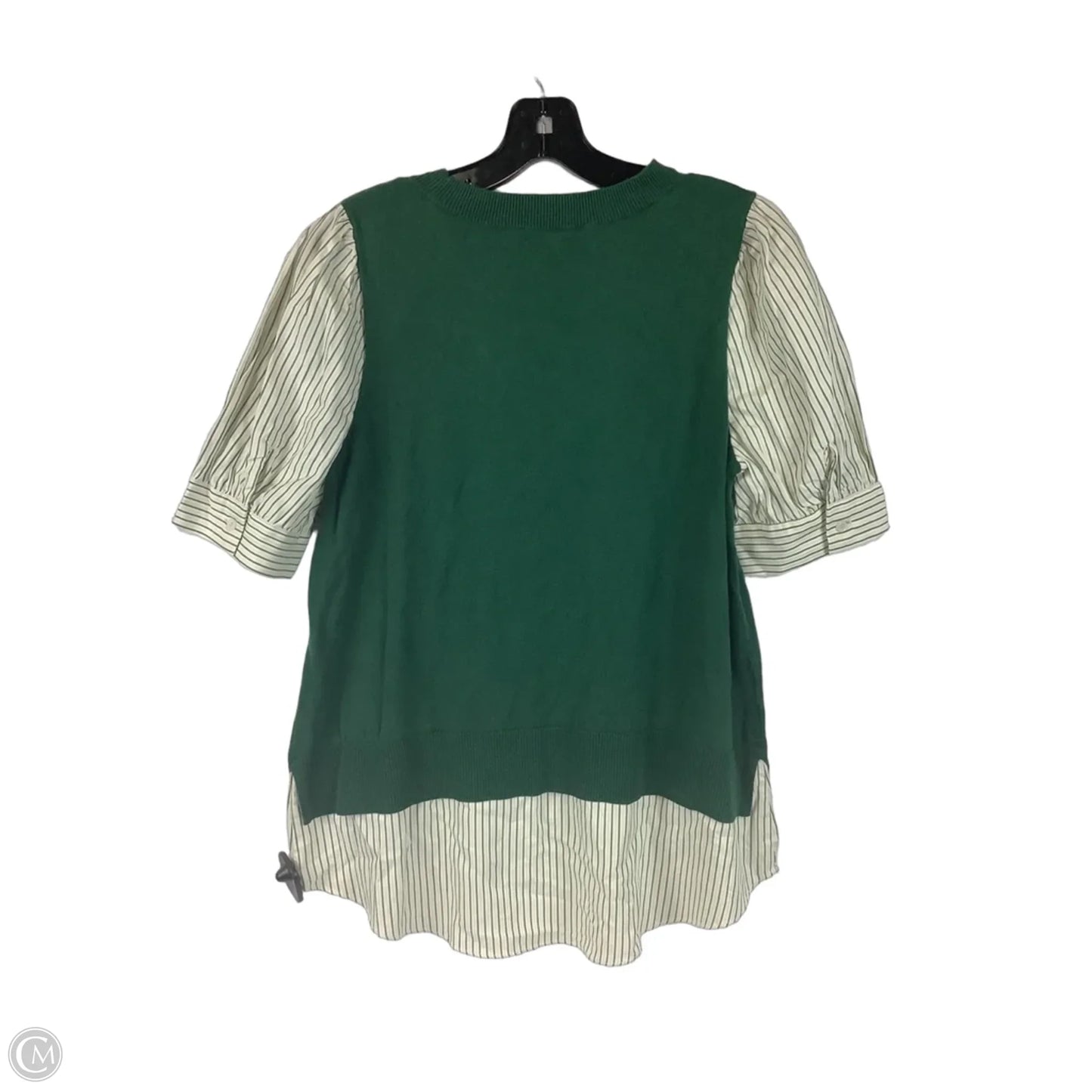 Top Short Sleeve By Loft In Green & White, Size: M