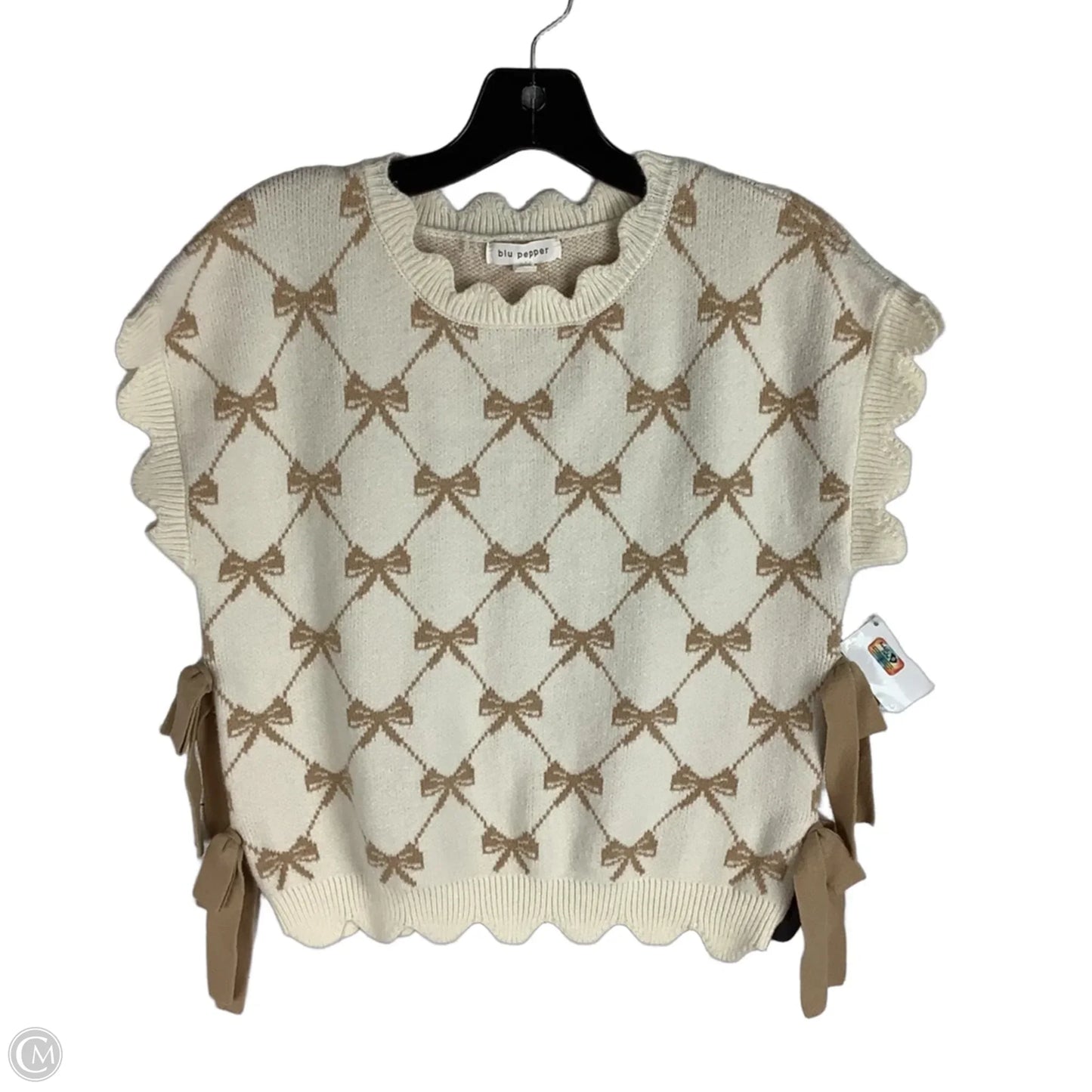 Vest Sweater By Blu Pepper In Cream, Size: M
