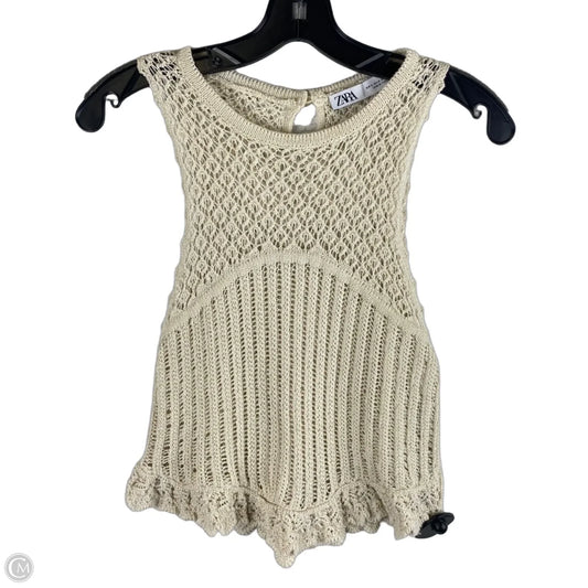 Top Sleeveless By Zara In Cream, Size: S