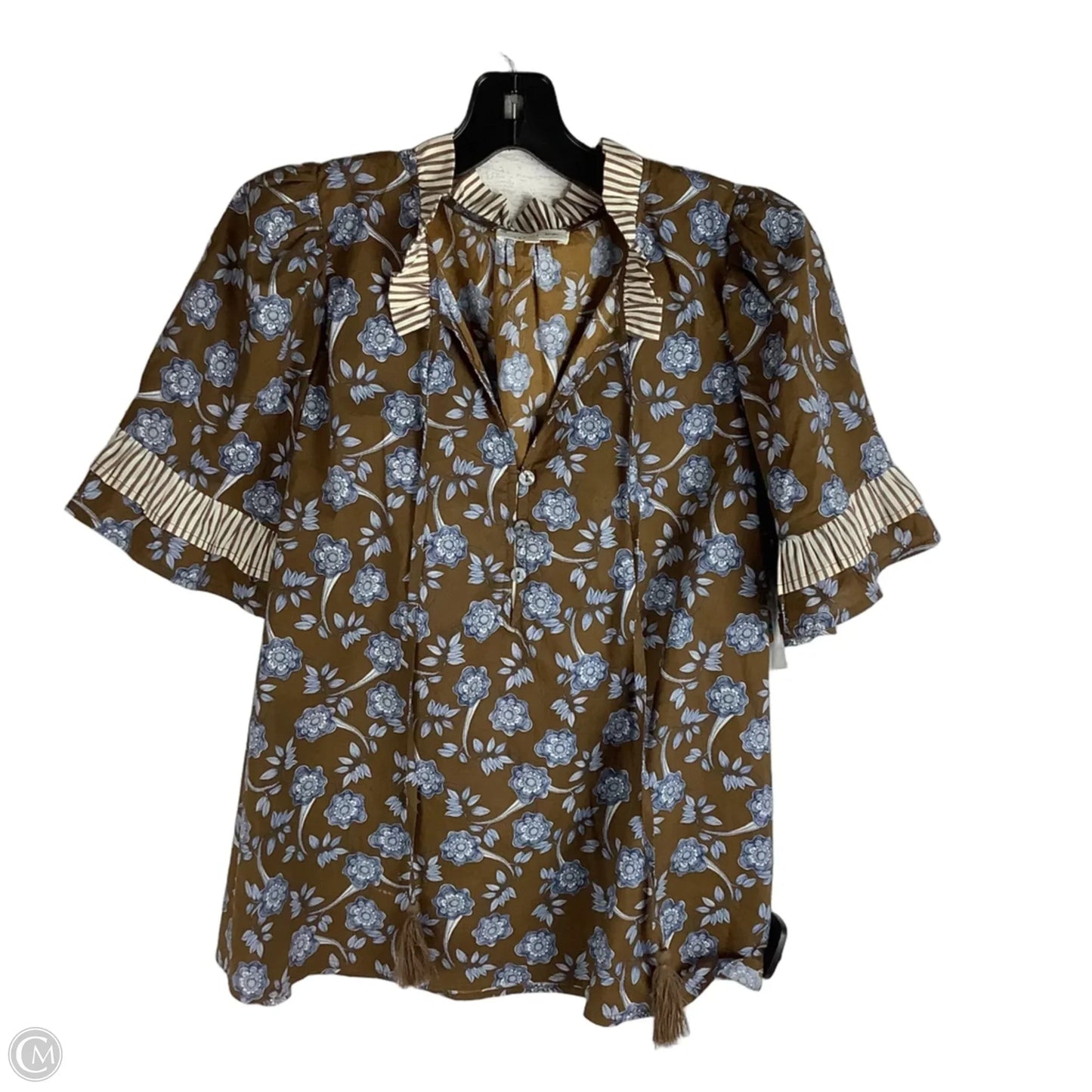 Top Short Sleeve By Entro In Blue & Brown, Size: L