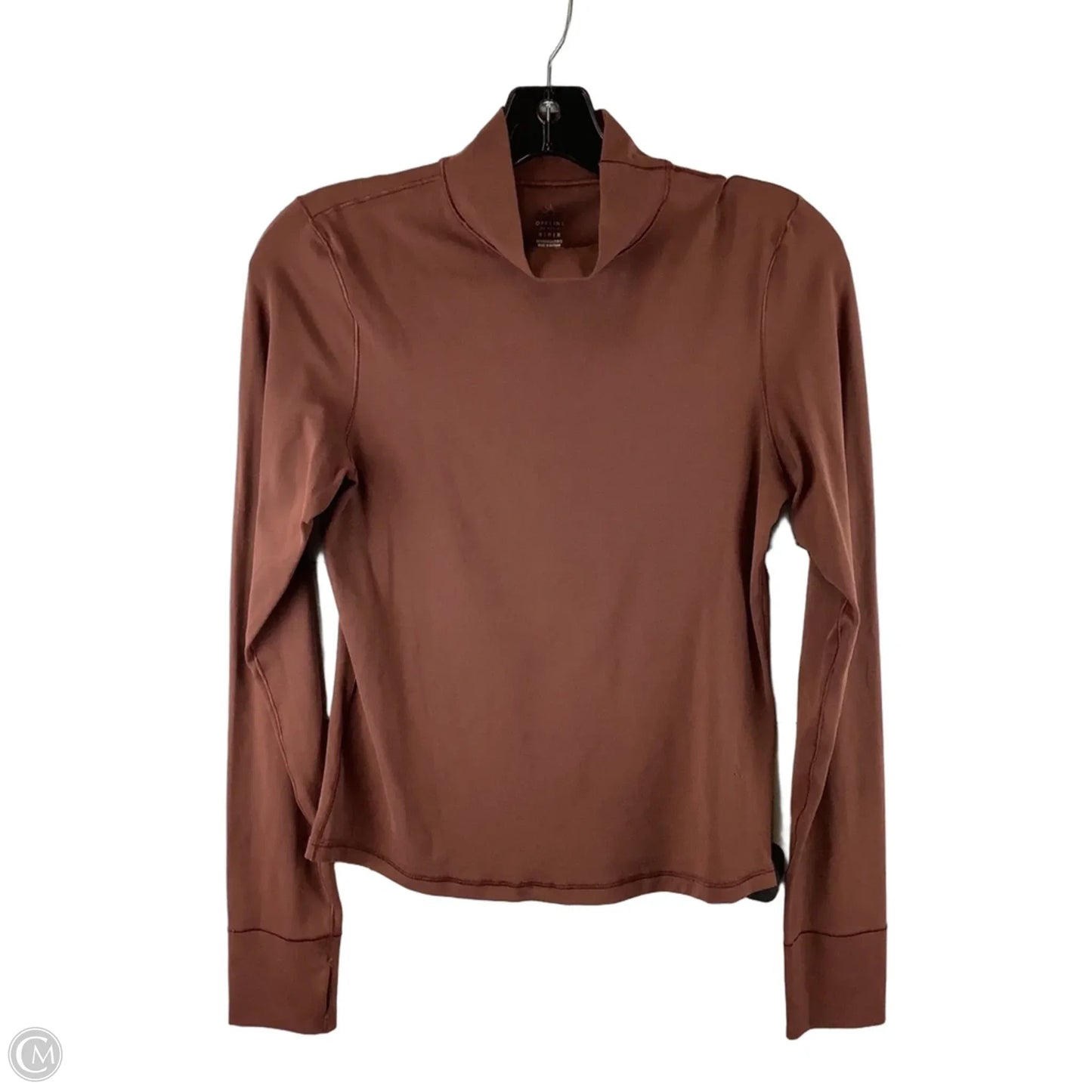 Athletic Top Long Sleeve Collar By Offline In Brown, Size: M